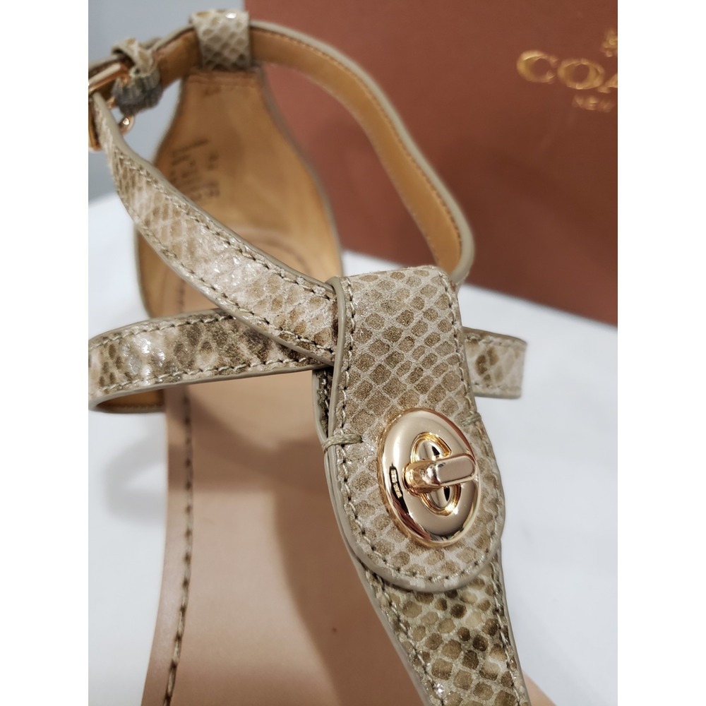NEW‎ Coach Turnlock Leather Sandals Ingrid Snakeskin Snake Print Size 8.5 Womens - Picture 3 of 8
